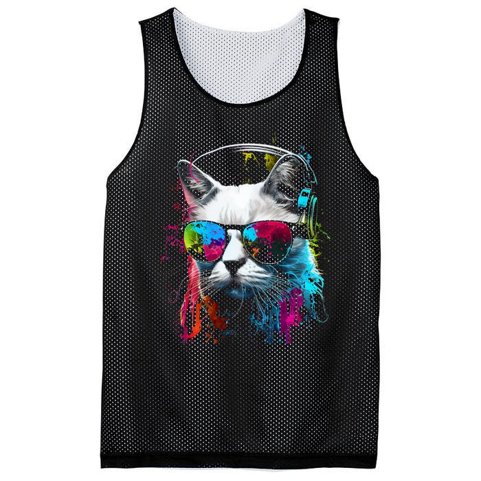 Cat Sunglasses Kitten Cat Love Cat Owner Mesh Reversible Basketball Jersey Tank