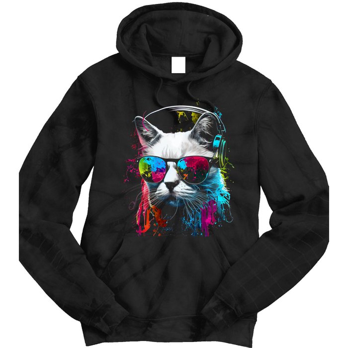 Cat Sunglasses Kitten Cat Love Cat Owner Tie Dye Hoodie