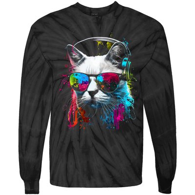 Cat Sunglasses Kitten Cat Love Cat Owner Tie-Dye Long Sleeve Shirt