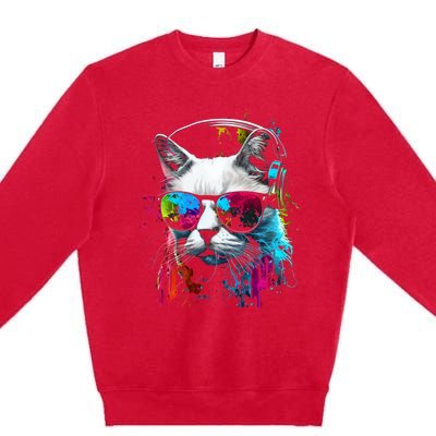 Cat Sunglasses Kitten Cat Love Cat Owner Premium Crewneck Sweatshirt