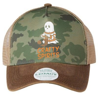 Crafty Spirits Knitting Ghost Design For Halloween Fun Legacy Tie Dye Trucker Hat