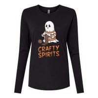 Crafty Spirits Knitting Ghost Design For Halloween Fun Womens Cotton Relaxed Long Sleeve T-Shirt