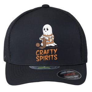 Crafty Spirits Knitting Ghost Design For Halloween Fun Flexfit Unipanel Trucker Cap