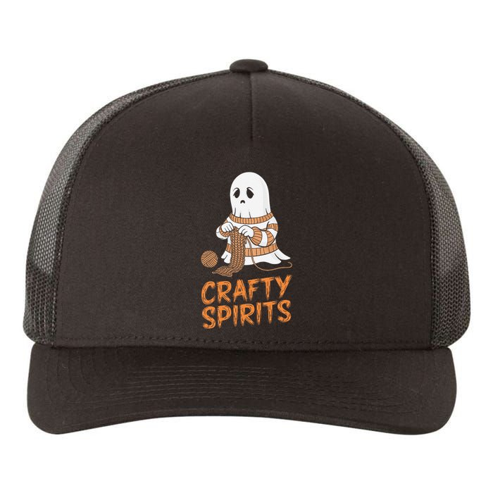 Crafty Spirits Knitting Ghost Design For Halloween Fun Yupoong Adult 5-Panel Trucker Hat