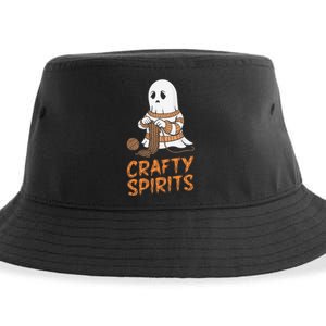 Crafty Spirits Knitting Ghost Design For Halloween Fun Sustainable Bucket Hat