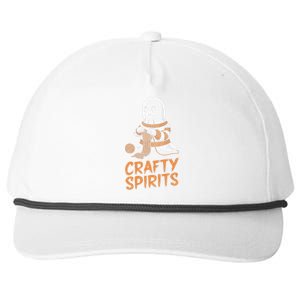 Crafty Spirits Knitting Ghost Design For Halloween Fun Snapback Five-Panel Rope Hat