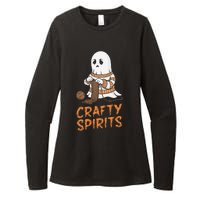 Crafty Spirits Knitting Ghost Design For Halloween Fun Womens CVC Long Sleeve Shirt