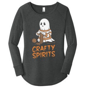 Crafty Spirits Knitting Ghost Design For Halloween Fun Women's Perfect Tri Tunic Long Sleeve Shirt