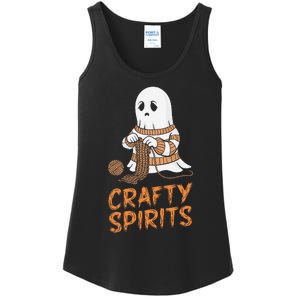 Crafty Spirits Knitting Ghost Design For Halloween Fun Ladies Essential Tank