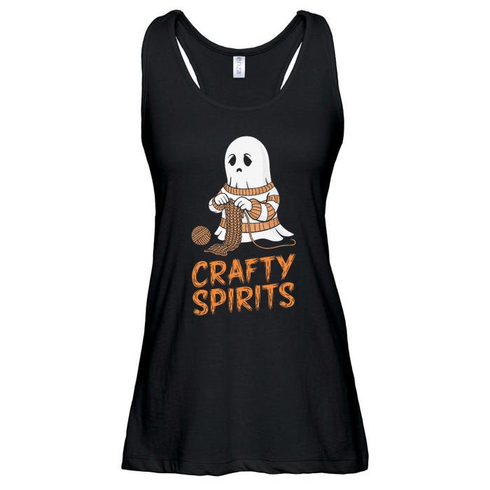 Crafty Spirits Knitting Ghost Design For Halloween Fun Ladies Essential Flowy Tank