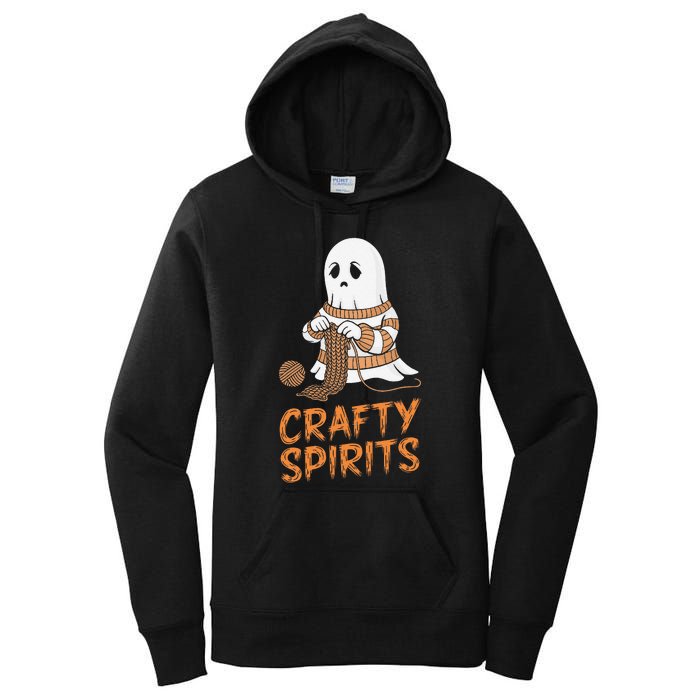 Crafty Spirits Knitting Ghost Design For Halloween Fun Women's Pullover Hoodie