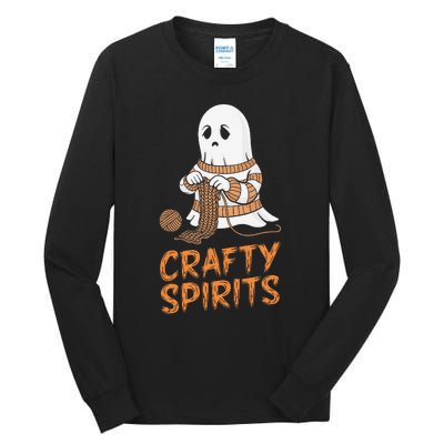 Crafty Spirits Knitting Ghost Design For Halloween Fun Tall Long Sleeve T-Shirt