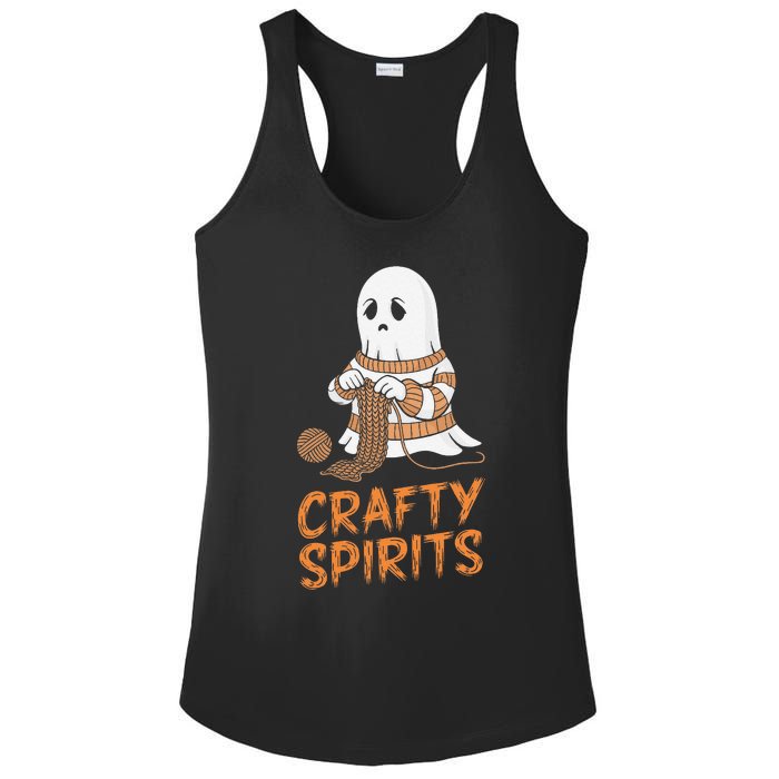 Crafty Spirits Knitting Ghost Design For Halloween Fun Ladies PosiCharge Competitor Racerback Tank