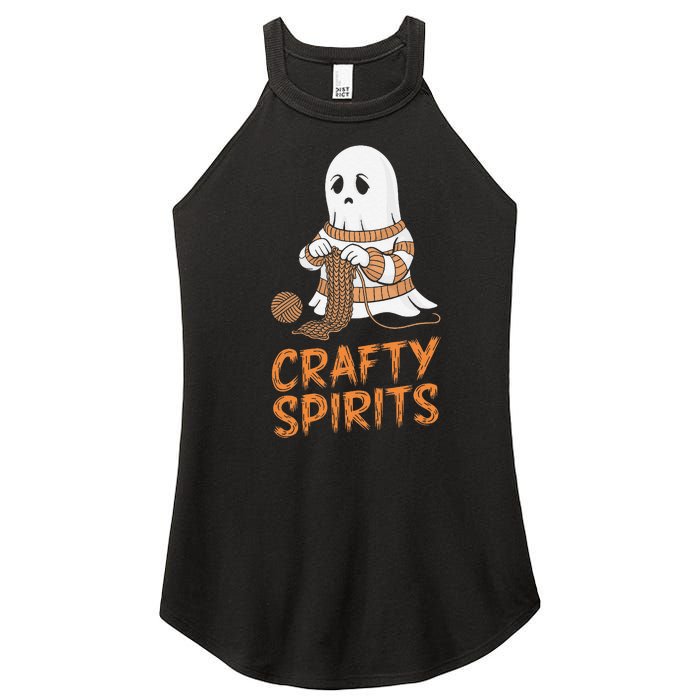 Crafty Spirits Knitting Ghost Design For Halloween Fun Women's Perfect Tri Rocker Tank