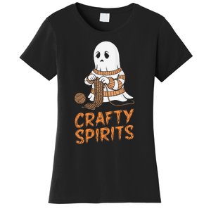 Crafty Spirits Knitting Ghost Design For Halloween Fun Women's T-Shirt