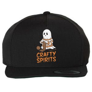 Crafty Spirits Knitting Ghost Design For Halloween Fun Wool Snapback Cap