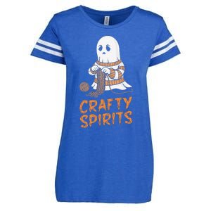 Crafty Spirits Knitting Ghost Design For Halloween Fun Enza Ladies Jersey Football T-Shirt