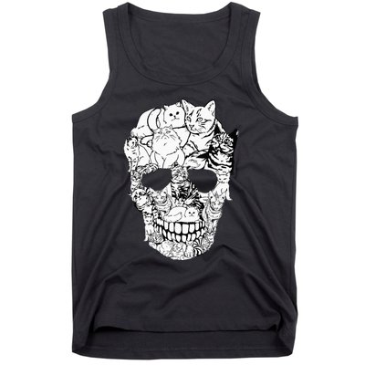 Cat Skull Kitty Skeleton Halloween Costume Skull Cat Tank Top