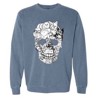 Cat Skull Kitty Skeleton Halloween Costume Skull Cat Garment-Dyed Sweatshirt