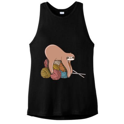 Cute Sloth Knitting Yarn Knitting Wool Ladies PosiCharge Tri-Blend Wicking Tank