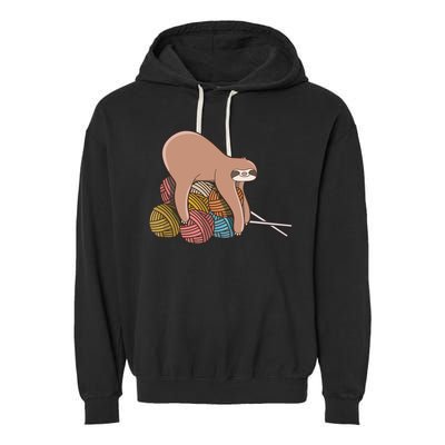 Cute Sloth Knitting Yarn Knitting Wool Garment-Dyed Fleece Hoodie