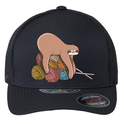 Cute Sloth Knitting Yarn Knitting Wool Flexfit Unipanel Trucker Cap