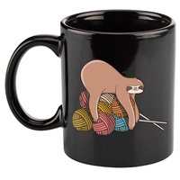 Cute Sloth Knitting Yarn Knitting Wool 11oz C Handle Ceramic Mug