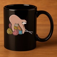 Cute Sloth Knitting Yarn Knitting Wool 11oz C Handle Ceramic Mug