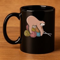 Cute Sloth Knitting Yarn Knitting Wool 11oz C Handle Ceramic Mug