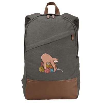Cute Sloth Knitting Yarn Knitting Wool Cotton Canvas Backpack