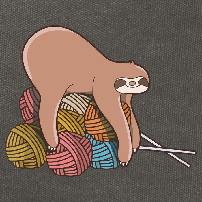 Cute Sloth Knitting Yarn Knitting Wool Cotton Canvas Backpack