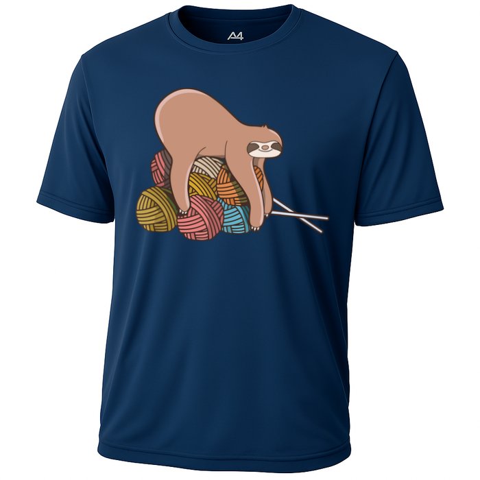 Cute Sloth Knitting Yarn Knitting Wool Cooling Performance Crew T-Shirt
