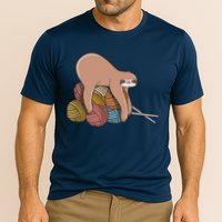 Cute Sloth Knitting Yarn Knitting Wool Cooling Performance Crew T-Shirt