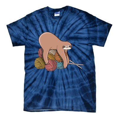 Cute Sloth Knitting Yarn Knitting Wool Tie-Dye T-Shirt