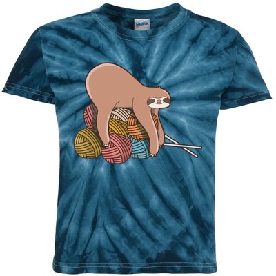 Cute Sloth Knitting Yarn Knitting Wool Kids Tie-Dye T-Shirt