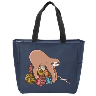 Cute Sloth Knitting Yarn Knitting Wool Zip Tote Bag