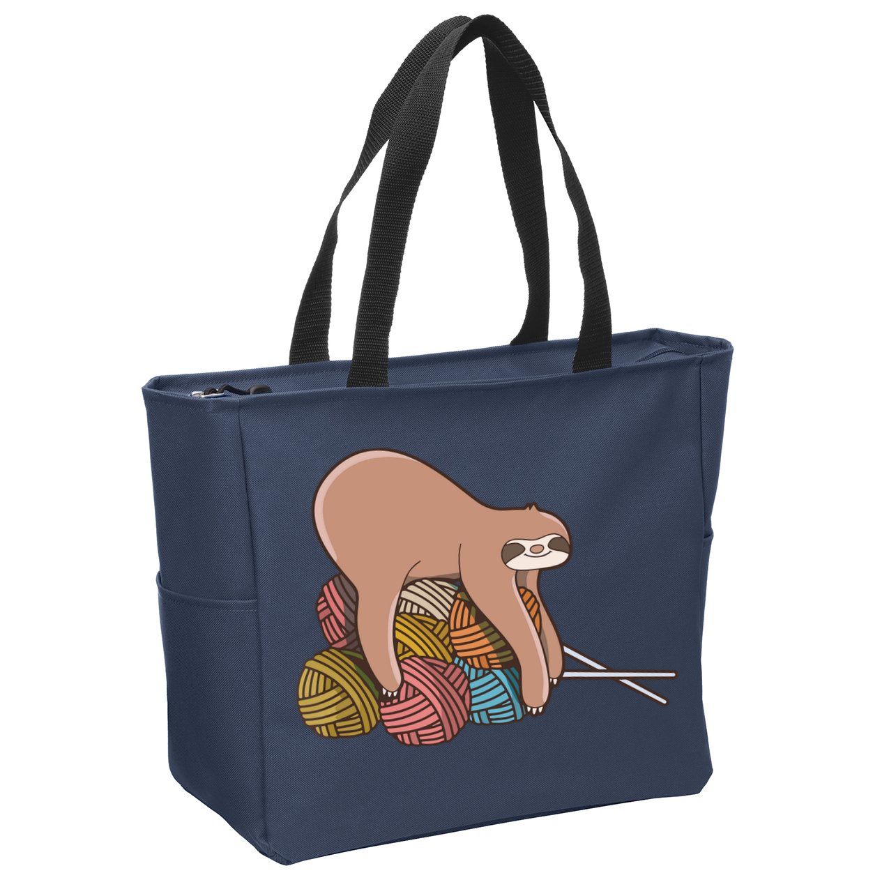 Cute Sloth Knitting Yarn Knitting Wool Zip Tote Bag