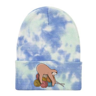 Cute Sloth Knitting Yarn Knitting Wool Tie Dye 12in Knit Beanie