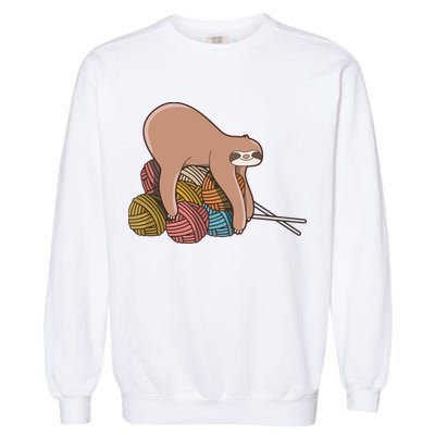 Cute Sloth Knitting Yarn Knitting Wool Garment-Dyed Sweatshirt