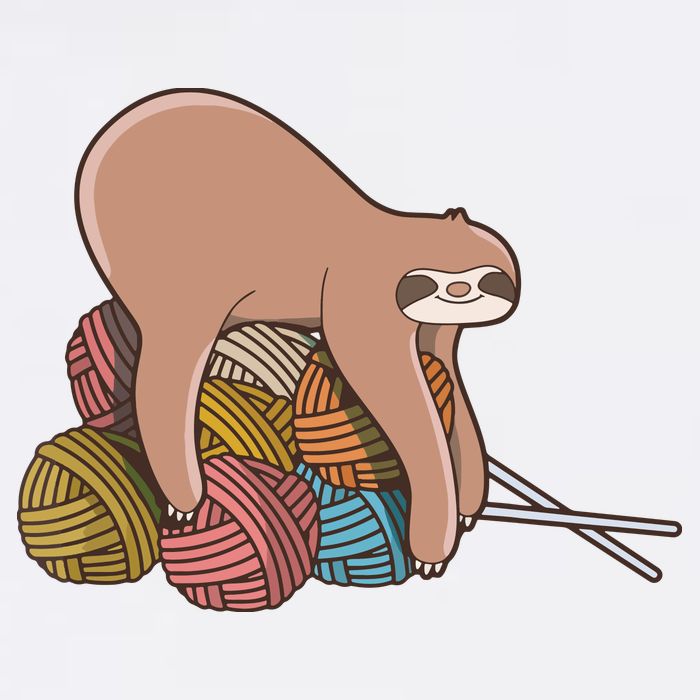 Cute Sloth Knitting Yarn Knitting Wool Garment-Dyed Sweatshirt