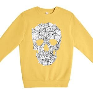 Cat Skull Kitty Skeleton Halloween Costume Idea Premium Crewneck Sweatshirt