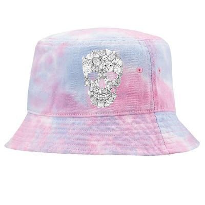 Cat Skull Kitty Skeleton Halloween Costume Idea Tie-Dyed Bucket Hat