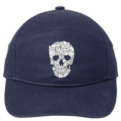 Cat Skull Kitty Skeleton Halloween Costume Idea 7-Panel Snapback Hat