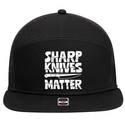 Chef Sharp Knives Matter Funny Cook Cooking Culinary Vintage 7 Panel Mesh Trucker Snapback Hat