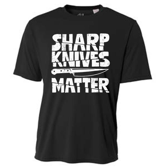 Chef Sharp Knives Matter Funny Cook Cooking Culinary Vintage Cooling Performance Crew T-Shirt