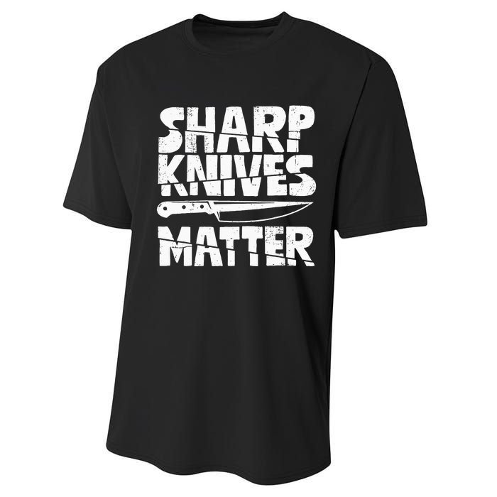 Chef Sharp Knives Matter Funny Cook Cooking Culinary Vintage Performance Sprint T-Shirt