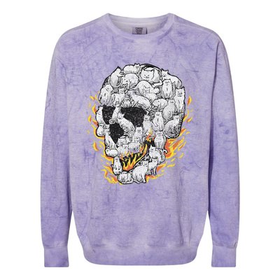 Cat Skull Kitty Skeleton Halloween Costume Skull Cat Colorblast Crewneck Sweatshirt