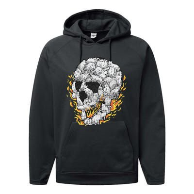 Cat Skull Kitty Skeleton Halloween Costume Skull Cat Performance Fleece Hoodie