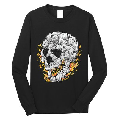 Cat Skull Kitty Skeleton Halloween Costume Skull Cat Long Sleeve Shirt