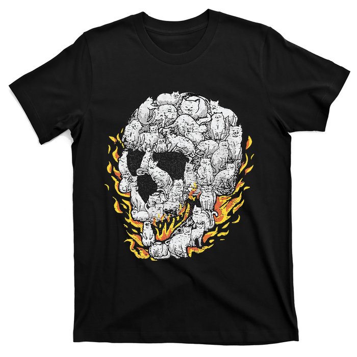 Cat Skull Kitty Skeleton Halloween Costume Skull Cat T-Shirt